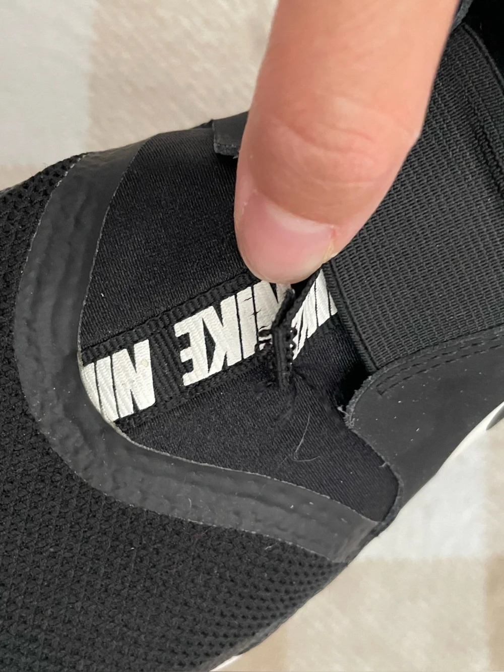 Nike Size 7Y Black & White Athletic Slip-On Trainers (has flaws)
